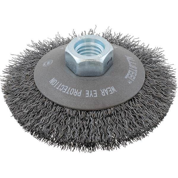 WALTER Surface Technologies - 5" OD, 5/8-11 Arbor Hole, Crimped Steel Wheel Brush - Benchmark Tooling