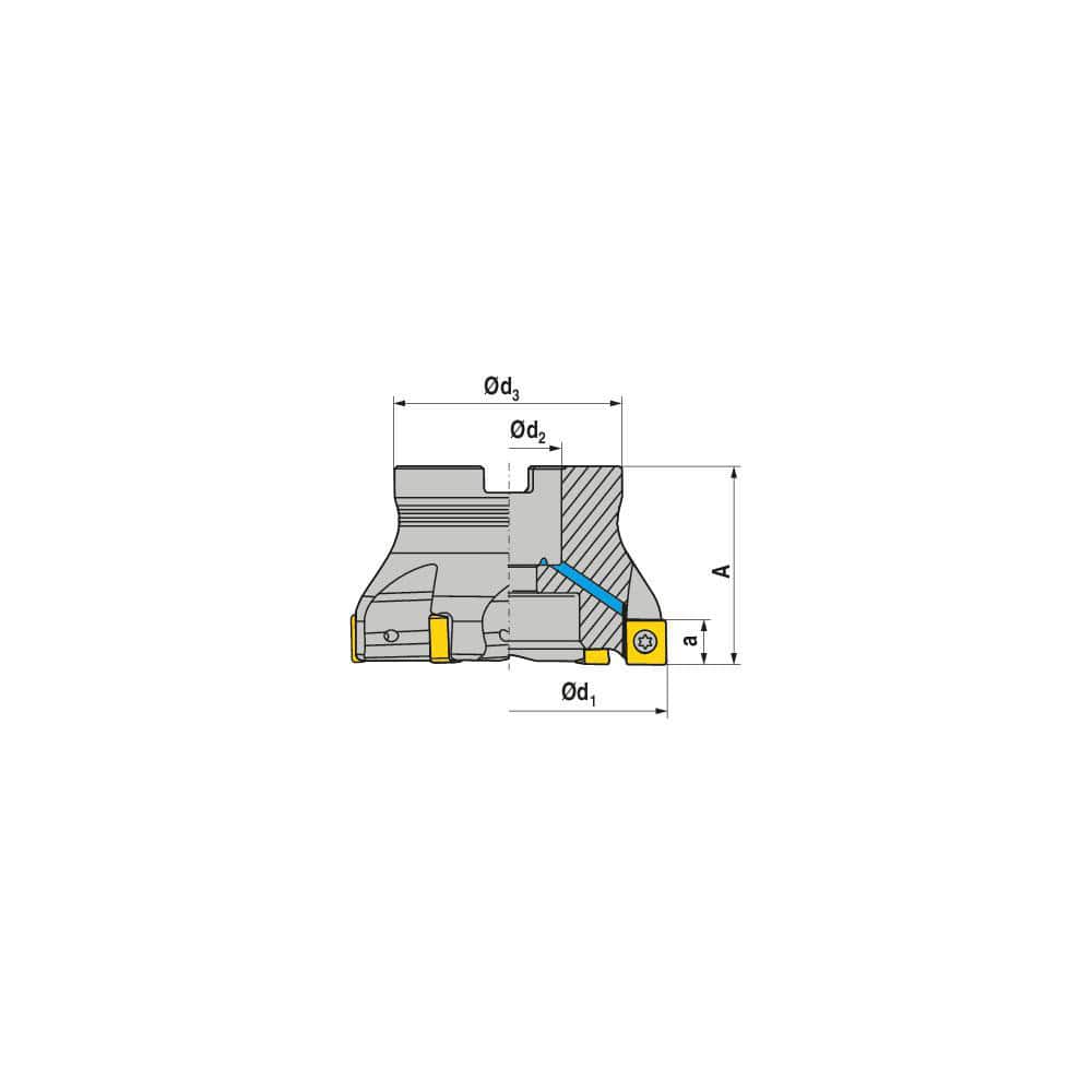 Indexable Square-Shoulder Face Mill: A491.125.R.15-09, 40.0000″ Arbor Hole Dia, Uses 15, SNHU 09T3 Inserts, Through Coolant, Series A491-09