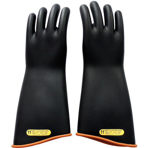 158-2-18/8 - Novax - Natural Rubber Insulating Glove - Class 2 - 18″ - Black/Orange - Contour Cuff - Exact Industrial Supply