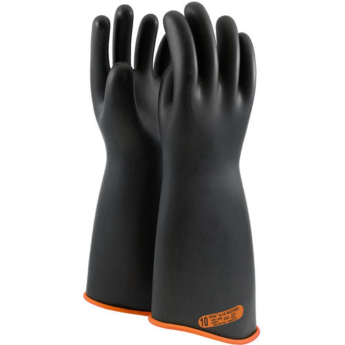 158-4-18/10 - Novax - Natural Rubber Insulating Glove - Class 4 - 18″ - Black/Orange - Contour Cuff