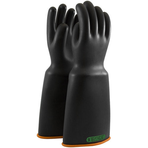 159-3-18/11 - Novax - Natural Rubber Insulating Glove - Class 3 - 18″ - Black/Orange - Bell Cuff - Exact Industrial Supply