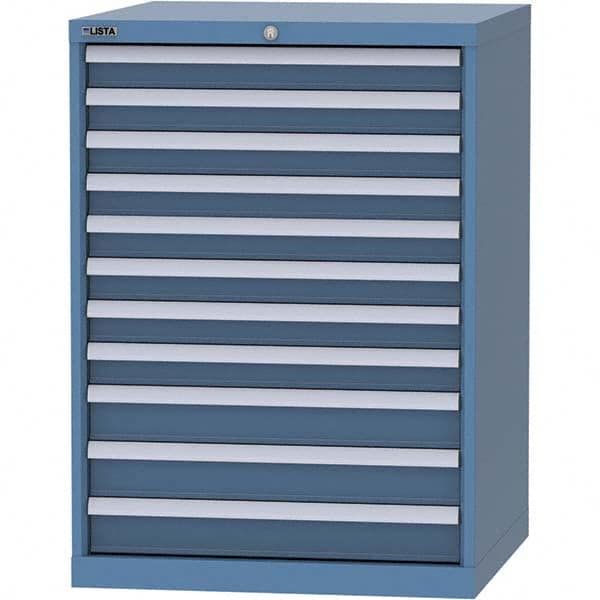 LISTA - 11 Drawer, 45 Compartment Bright Blue Steel Modular Storage Cabinet - Benchmark Tooling