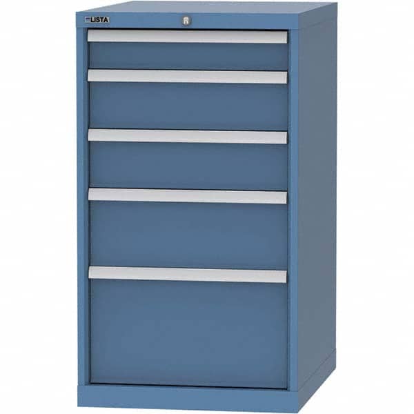 LISTA - 5 Drawer, 99 Compartment Bright Blue Steel Modular Storage Cabinet - Benchmark Tooling