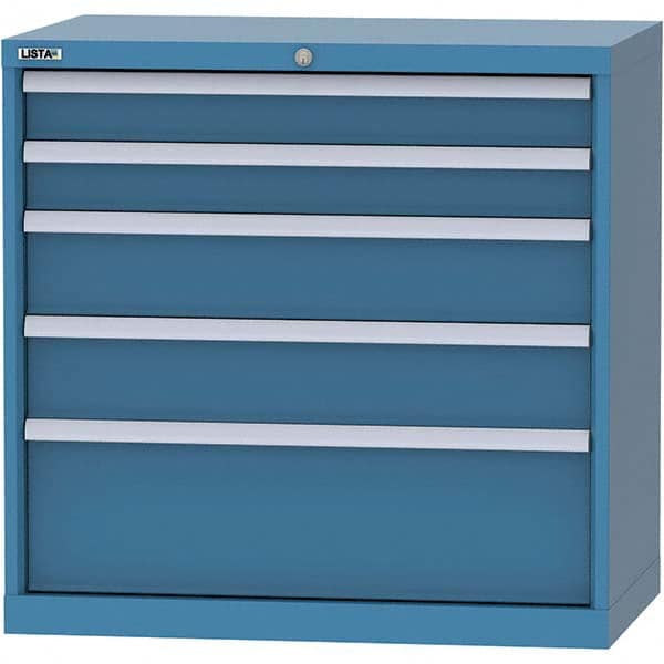 LISTA - 5 Drawer, 84 Compartment Bright Blue Steel Modular Storage Cabinet - Benchmark Tooling