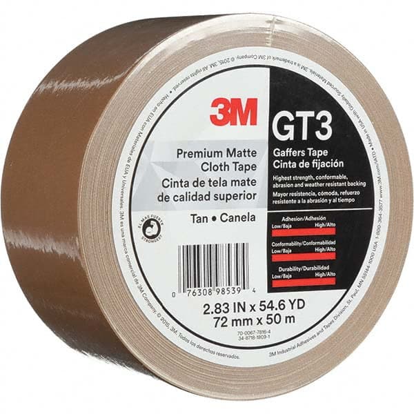 3M - 50m x 72mm x 11 mil Tan Cotton Cloth Gaffers Tape - Benchmark Tooling