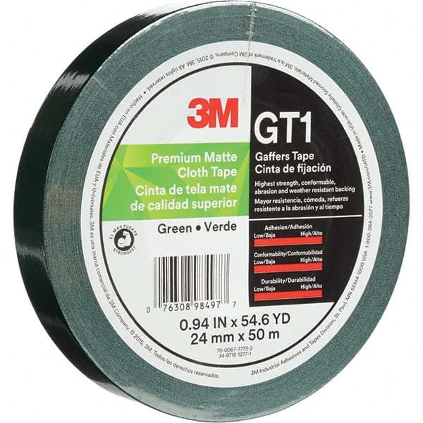 3M - 50m x 24mm x 11 mil Green Cotton Cloth Gaffers Tape - Benchmark Tooling