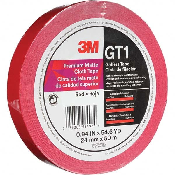 3M - 50m x 24mm x 11 mil Red Cotton Cloth Gaffers Tape - Benchmark Tooling