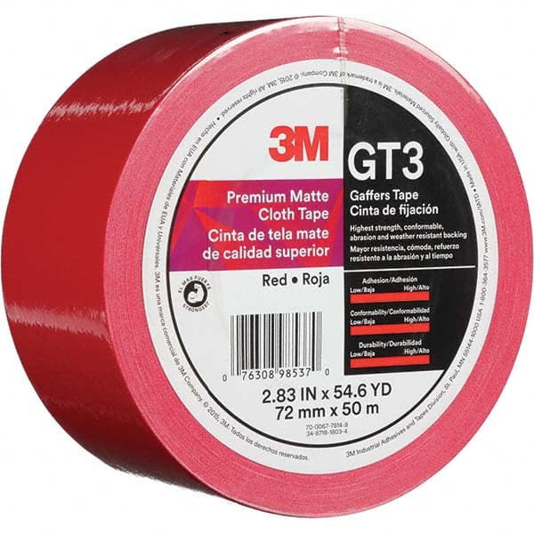 3M - 50m x 72mm x 11 mil Red Cotton Cloth Gaffers Tape - Benchmark Tooling