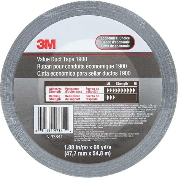 3M - 60 Yd x 1.88" x 5.8 mil Silver Polyethylene Cloth Duct Tape - Benchmark Tooling