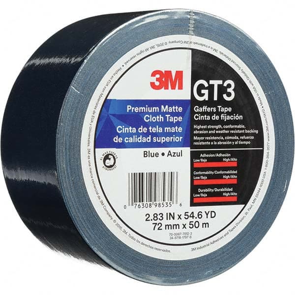 3M - 50m x 72mm x 11 mil Blue Cotton Cloth Gaffers Tape - Benchmark Tooling