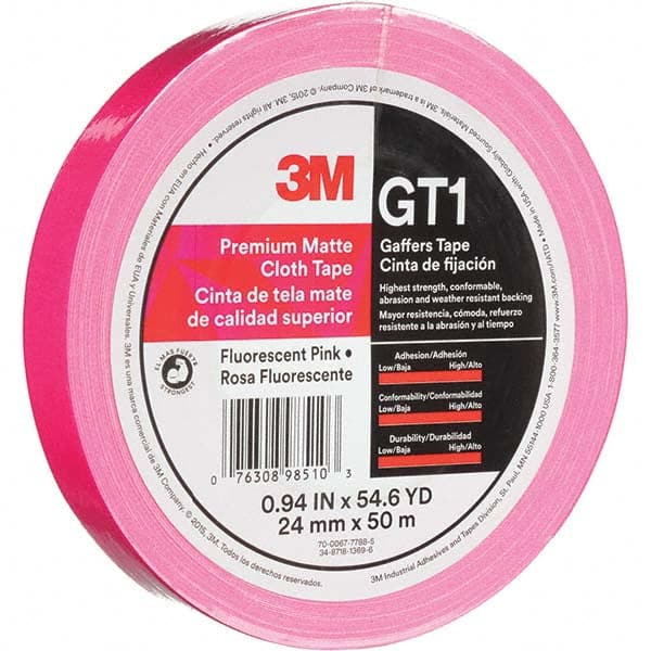 3M - 50m x 24mm x 11 mil Fluorescent Pink Cotton Cloth Gaffers Tape - Benchmark Tooling