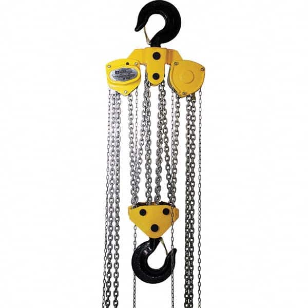 OZ Lifting Products - 40,000 Lb Capacity, 30' Lift Height, Manual Chain Hoist with Overload Protection - Benchmark Tooling