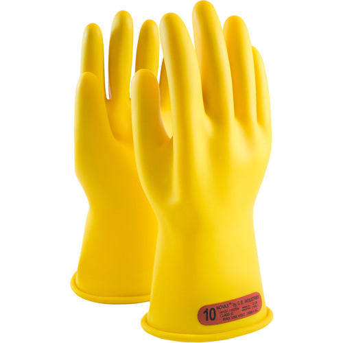 170-0-11/10 - Novax - Natural Rubber Insulating Glove - Class 0 - 11″ - Yellow - Straight Cuff - Exact Industrial Supply