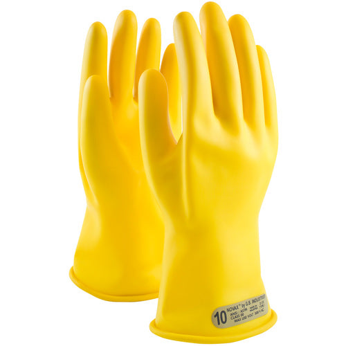 170-00-11/7 - Novax - Natural Rubber Insulating Glove - Class 00 - 11″ - Yellow - Straight Cuff - Exact Industrial Supply
