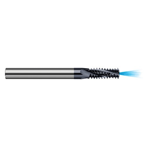 0.2350″ Cutter Diameter × 0.6250″ (5/8″) Length of Cut Carbide Multi-Form 5/16″-24 Thread Milling Cutter Coolant Through, 3 Flutes, AlTiN Coated - Exact Industrial Supply
