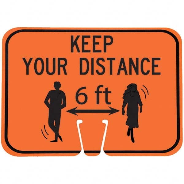 PRO-SAFE - "Notice - Keep Your Distance 6'", 12-1/2" Wide x 10-1/2" High, ABS Safety Sign - Benchmark Tooling