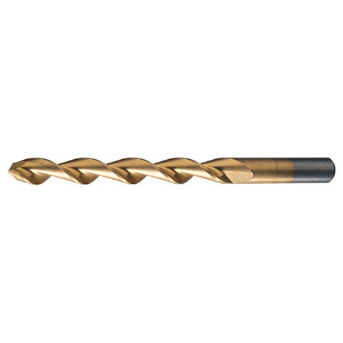 1/4-E RHS / RHC HSS 118 Degree Notched Point Parabolic HSS Jobber Drill - TiN - Exact Industrial Supply