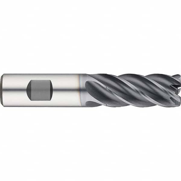 Guhring - 3/8" Diam 5 Flute Solid Carbide 0.09" Corner Radius End Mill - Benchmark Tooling