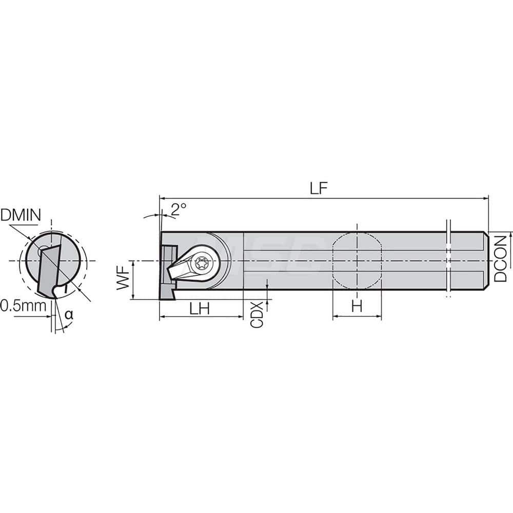 Indexable Grooving Toolholder: GIVR14121SE, Internal Right Hand, No