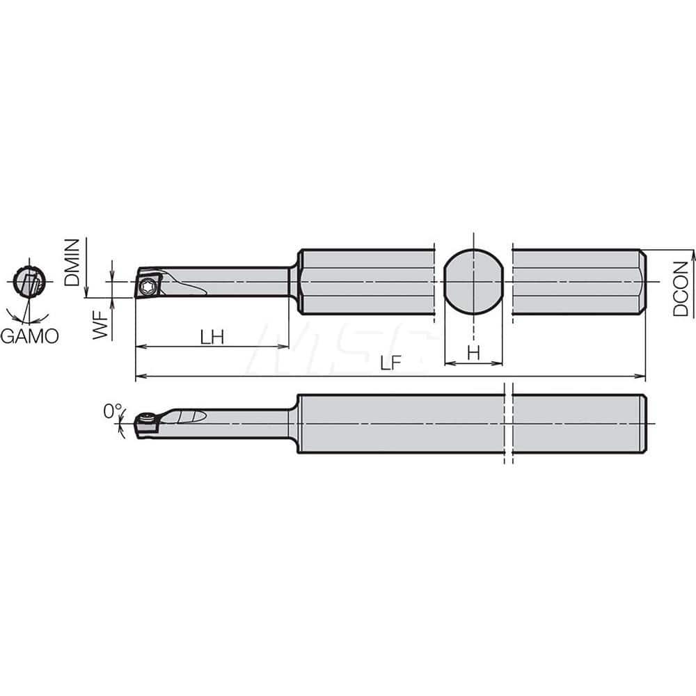 Indexable Boring Bar: S10HSCLCL0408AE, 8.00 mm Min Bore, 10.00 mm Shank Dia, N/A Steel Screw, Uses CCGT1411 ™, CCET1411 ™, CCGW1411 ™ & CCMW1411 ™ Inserts