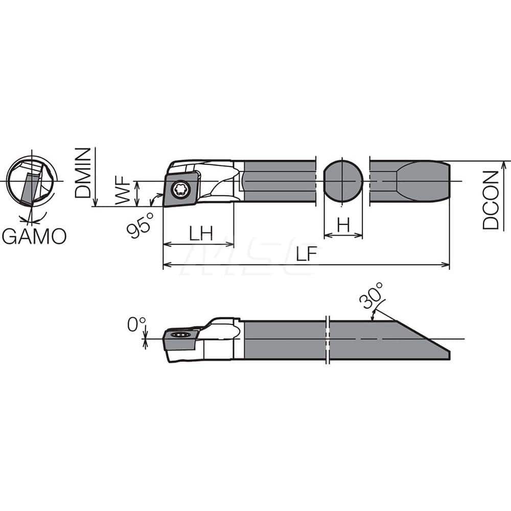 Indexable Boring Bar: C080XSCLCR06100EZP, 10.00 mm Min Bore, 8.00 mm Shank Dia, N/A Steel & Solid Carbide Screw, Uses CCGT215 ™, CCMT215 ™, CCET215 ™, CCGW215 ™ & CCMW215 ™ Inserts