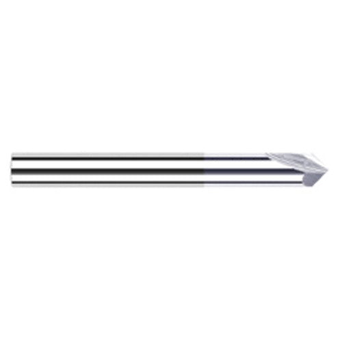 Chamfer Cutters - 0.1250″ (1/8″) Shank Diameter × 60° per side Carbide Pointed Chamfer Cutter, 2 Flutes, TiB2 Coated - Exact Industrial Supply