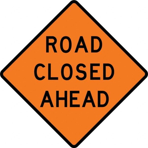VizCon - "Flagger Ahead," 48" Wide x 48" High Vinyl Construction Roadway Sign - Benchmark Tooling
