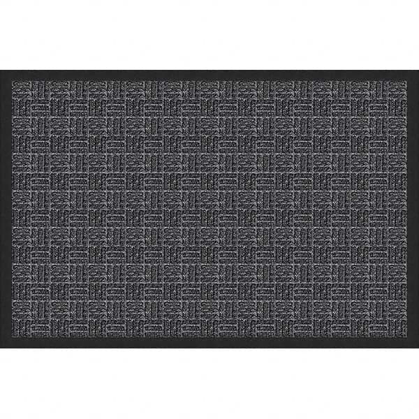 Entrance Mat: 3' Long, 2' Wide, Olefin Surface Indoor & Outdoor, Medium-Duty Traffic, Rubber Base, Charcoal