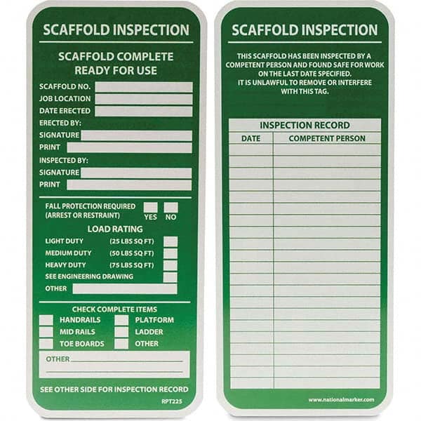 NMC - Safety & Facility Tags Message Type: Accident Prevention Tag Header: SCAFFOLD INSPECTION - Benchmark Tooling