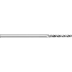 Square End Mill: 0.1'' Dia, 1/2'' LOC, 1/8'' Shank Dia, 2-1/2'' OAL, 3 Flutes, Solid Carbide Single End, Uncoated, Upcut Flute, 30 ° Helix, Centercutting, RH Cut, RH Flute