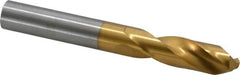 Guhring - 0.4921" 130° Parabolic Flute Cobalt Screw Machine Drill Bit - TiN Finish, Right Hand Cut, 2.008" Flute Length, 4.016" OAL, Standard Point, Straight Shank - Benchmark Tooling