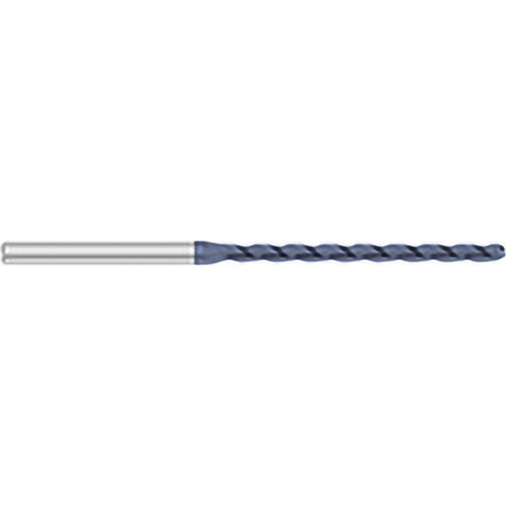 Ball End Mill: 0.062″ Dia, 0.95″ LOC, 3 Flute, Solid Carbide 2-1/2″ OAL, 1/8″ Shank Dia, 30 ° Helix, AlTiN Coated, Single End