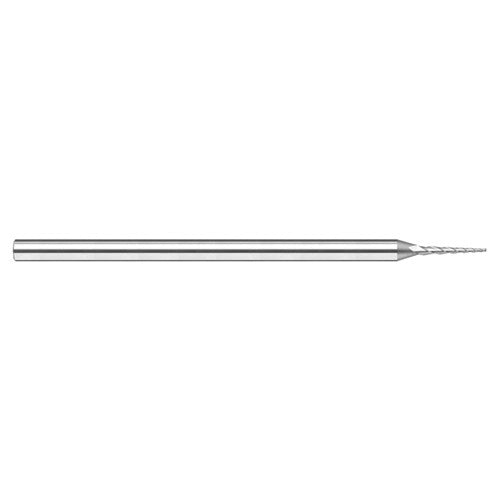 Miniature End Mills - Tapered Rib Cutters - 0.0600″ Cutter Diameter × 0.3120″ (5/16″) Length of Cut × 1.5° per side Carbide Tapered Square End Mill, 3 Flutes - Exact Industrial Supply