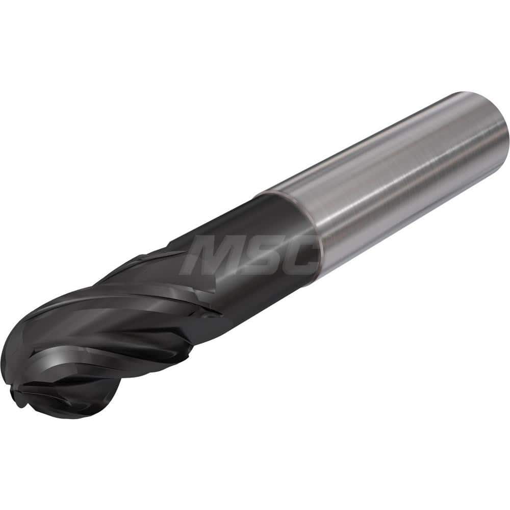 Ball End Mill: 0.5″ Dia, 5 Flute, Solid Carbide 2-1/2″ OAL, 1/2″ Shank Dia, 38 ° Helix, TiAlCN Coated, Single End, Series Flash Solid