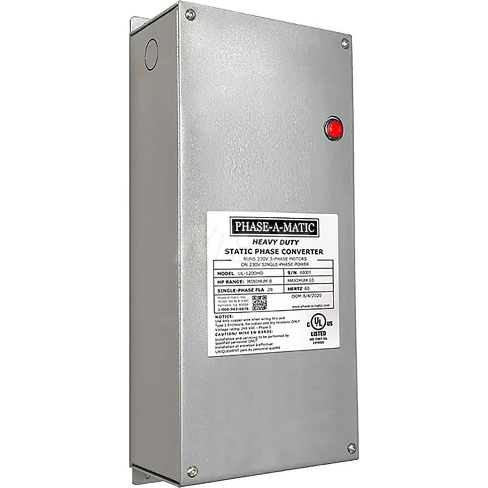 Static Phase converter. Single phase to 3 phase. Horse power range 8HP to 10HP HEAVY DUTY Static three phase converter