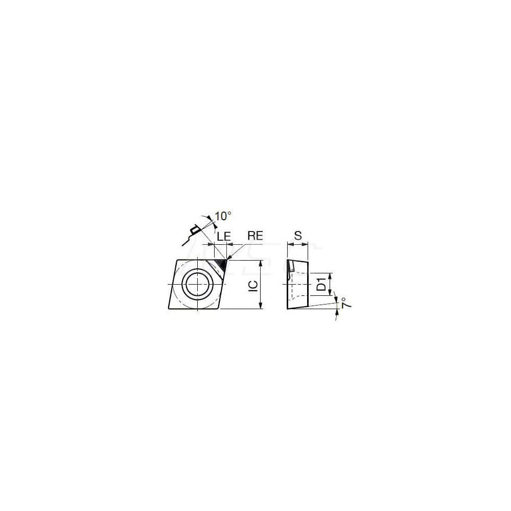 Turning Insert:  1QP-CCMT21.51 DX110,  Polycrystalline Diamond Uncoated Finish,  Neutral,  1/4″ Inscribed Circle,  0.0160″ Corner Radius,  80.0 ° N/A Diamond,  Series  CCMT