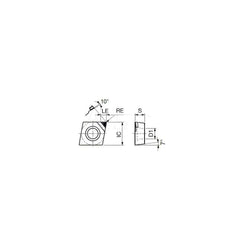 Turning Insert:  1QP-CCMT21.51 DX110,  Polycrystalline Diamond Uncoated Finish,  Neutral,  1/4″ Inscribed Circle,  0.0160″ Corner Radius,  80.0 ° N/A Diamond,  Series  CCMT