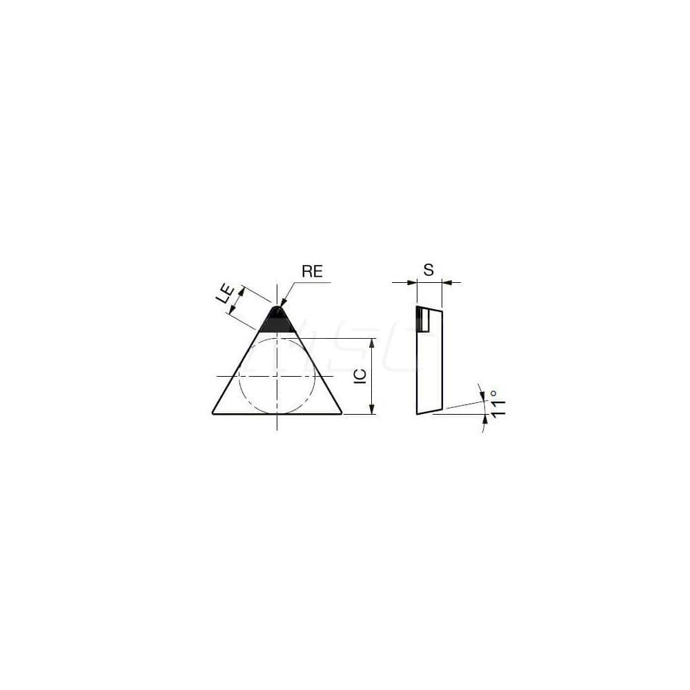 Turning Insert:  TPGN321DIA DX120,  Polycrystalline Diamond Uncoated Finish,  Neutral,  3/8″ Inscribed Circle,  0.0160″ Corner Radius,  60.0 ° N/A Triangle,  Series  TPGN