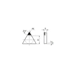 Turning Insert:  TPGN321DIA DX120,  Polycrystalline Diamond Uncoated Finish,  Neutral,  3/8″ Inscribed Circle,  0.0160″ Corner Radius,  60.0 ° N/A Triangle,  Series  TPGN