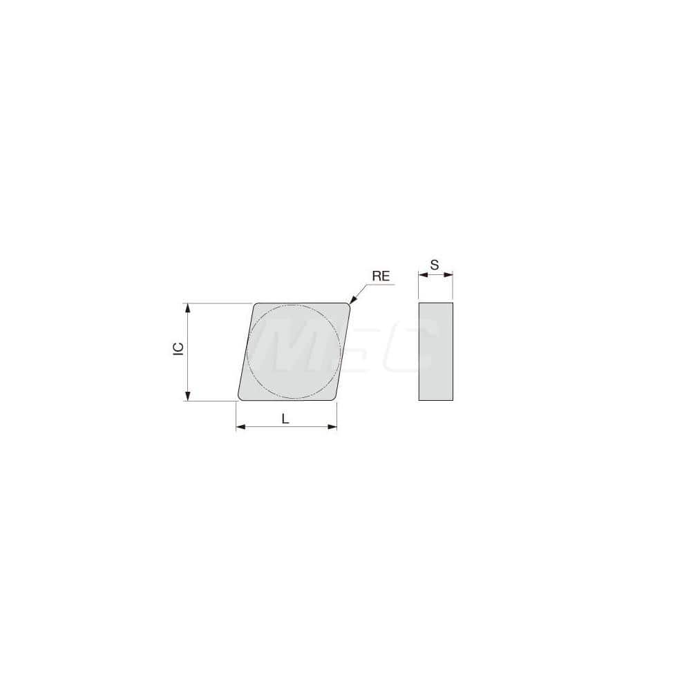 Turning Insert: S-CNGN433 BXC90, Polycrystalline Cubic Boron Nitride TiN Finish, Neutral, 1/2″ Inscribed Circle, 0.0470″ Corner Radius, 80.0 ° N/A Diamond, Series CNGN