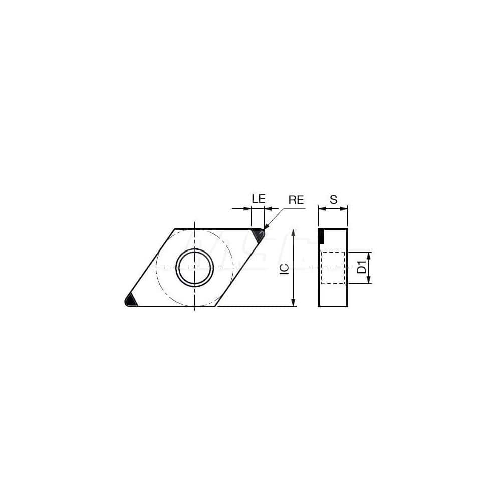 Turning Insert: 2QP-DNGA431 BX480, Polycrystalline Cubic Boron Nitride Uncoated Finish, Neutral, 1/2″ Inscribed Circle, 0.0160″ Corner Radius, 55.0 ° N/A Diamond, Series DNGA