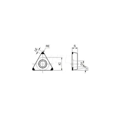 Turning Insert:  3QP-TPMW222 BX930,  Polycrystalline Cubic Boron Nitride Uncoated Finish,  Neutral,  1/4″ Inscribed Circle,  0.0310″ Corner Radius,  60.0 ° N/A Triangle,  Series  TPMW