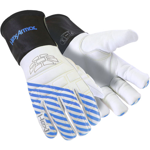 Winter Goatskin Leather Glove with Foam Impact Padding and Extended Gauntlet Cuff, Size S