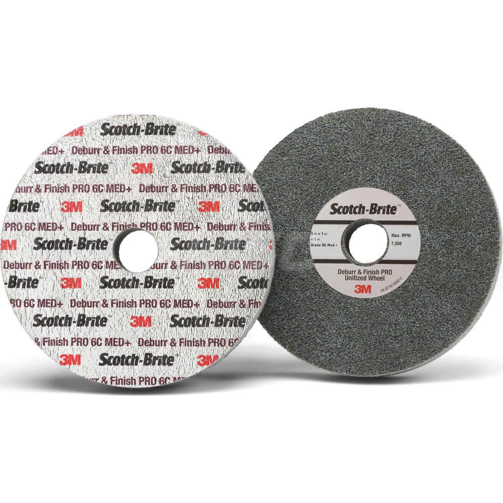 Deburring Wheel: 3″ Dia, 1/4″ Face Width, 1/4″ Hole, Density 2, Silicon Carbide Soft Grade, Unitized Wheel