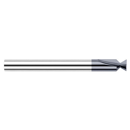 Dovetail Cutters - 0.2310″ Cutter Diameter × 0.0620″ (1/16″) Radius × 48° included Carbide Dovetail Cutter without Drop Hole Allowance, 2 Flutes, AlTiN Coated - Exact Industrial Supply