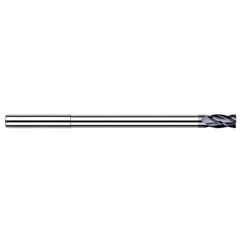 Miniature End Mills - Long Reach, Stub Flute - 0.5000″ (1/2″) Cutter Diameter × 0.0300″ Radius × 0.7500″ (3/4″) Length of Cut × 5.7500″ Reach Carbide Corner Radius End Mill, 4 Flutes, AlTiN Coated - Exact Industrial Supply