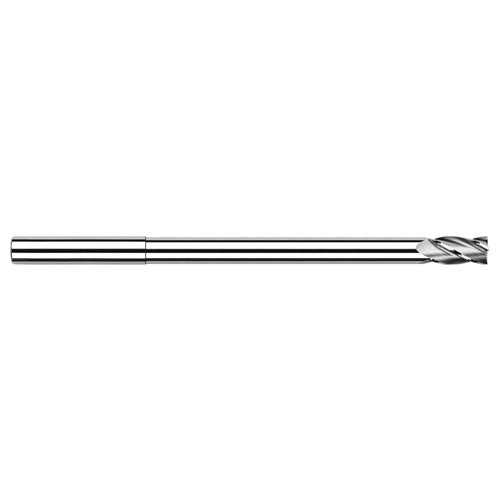 Miniature End Mills - Long Reach, Stub Flute - 0.5000″ (1/2″) Cutter Diameter × 0.0300″ Radius × 0.7500″ (3/4″) Length of Cut × 5.7500″ Reach Carbide Corner Radius End Mill, 4 Flutes - Exact Industrial Supply