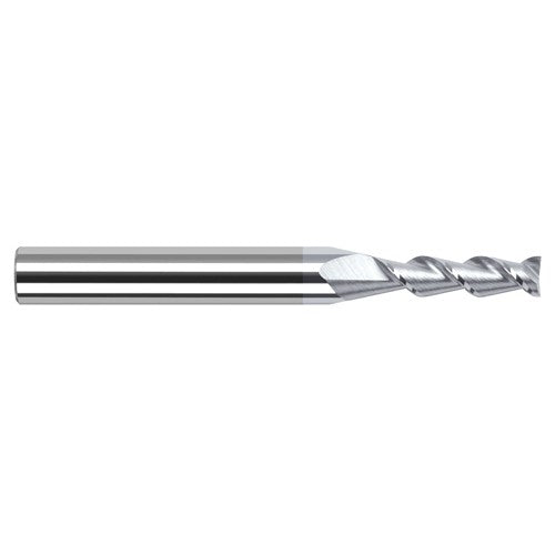 High Helix End Mills for Aluminum Alloys - 0.0250″ Cutter Diameter × 0.0750″ Length of Cut Carbide 45° Helix Square End Mill, 2 Flutes, TiB2 Coated