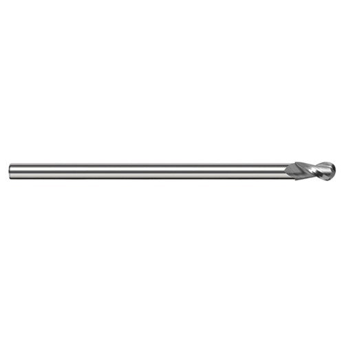 3/16″ Dia. × 5/32″ Shank × 9/32″ DOC × 2-1/2″ OAL, Carbide Uncoated, 2 Flute, Ballnose End Mill - Exact Industrial Supply