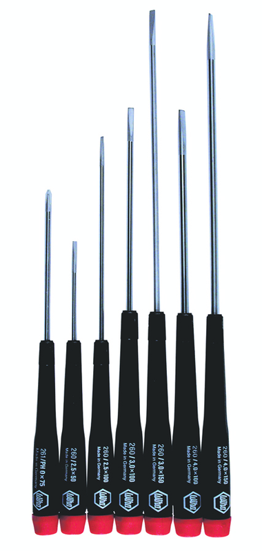 7 Piece - Precision Slotted & Phillips Screwdriver Set - #26092 - Includes: Slotted 2.5 - 4.0mm & Phillips Screwdriver #0 x 75 - Benchmark Tooling